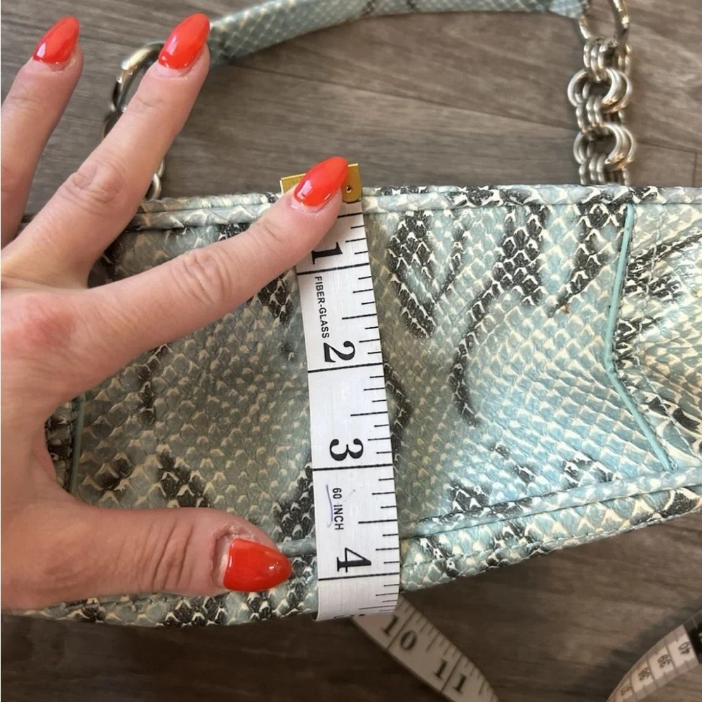 VTG 90’s Y2K Turquoise Exotic Snakeskin Python Luxury Handbag RARE - Picture 12 of 16